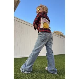 NIRVANA 90s Metal Rock Upcycled Retro Vintage Grunge Plaid Flannel Kids Size 2T